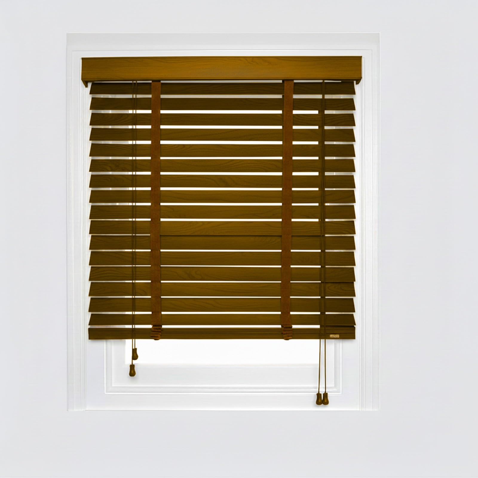 Venetian Blinds Wooden, 50cm 60cm 70cm 80cm 90cm 100cm 115cm Wide Horizontal Blinds, Real Wood Venetian Shades for Windows, Blackout/Heat Insulation Shutters Curtains(Walnut)