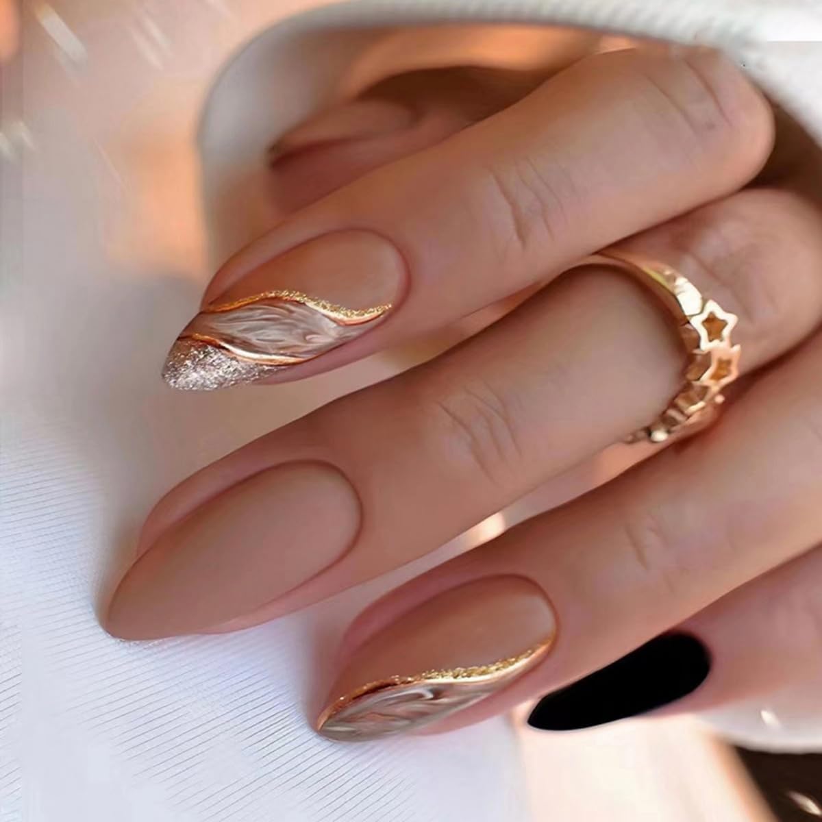 JUSTOTRY 24 Pcs Glossy Milky and Pink Solid Press on Nails Short Designs,False Nails Oval,French Almond Stick on Nails for Women and Teens,Pretty Fake Nail for Girls Nail Art — view 15