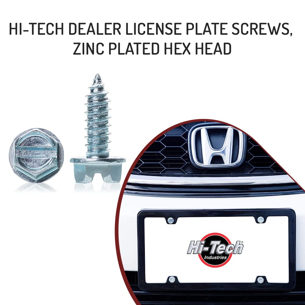 HI-TECH Dealer License Plate Screws, Zinc Plated Hex Head #14 x 3/4