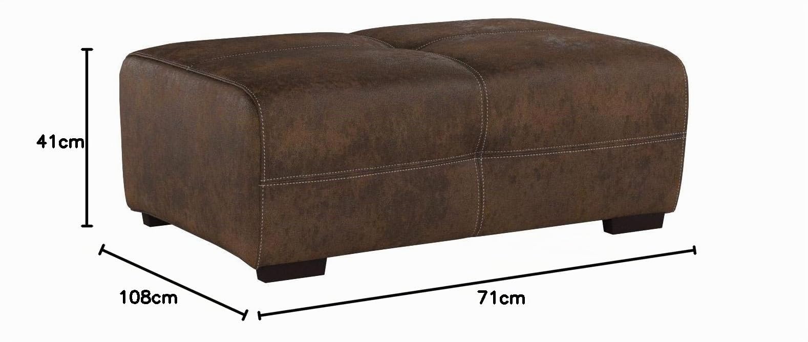 Cavadore 503 Polsterhocker Mavericco in Wildlederoptik / Sitzhocker / Sofahocker mit Steppung / Passend für Polsterserie Mavericco / Maße: 108 x 71 x 41 (B x H x T) / Farbe: Antik braun (Lederoptik)
