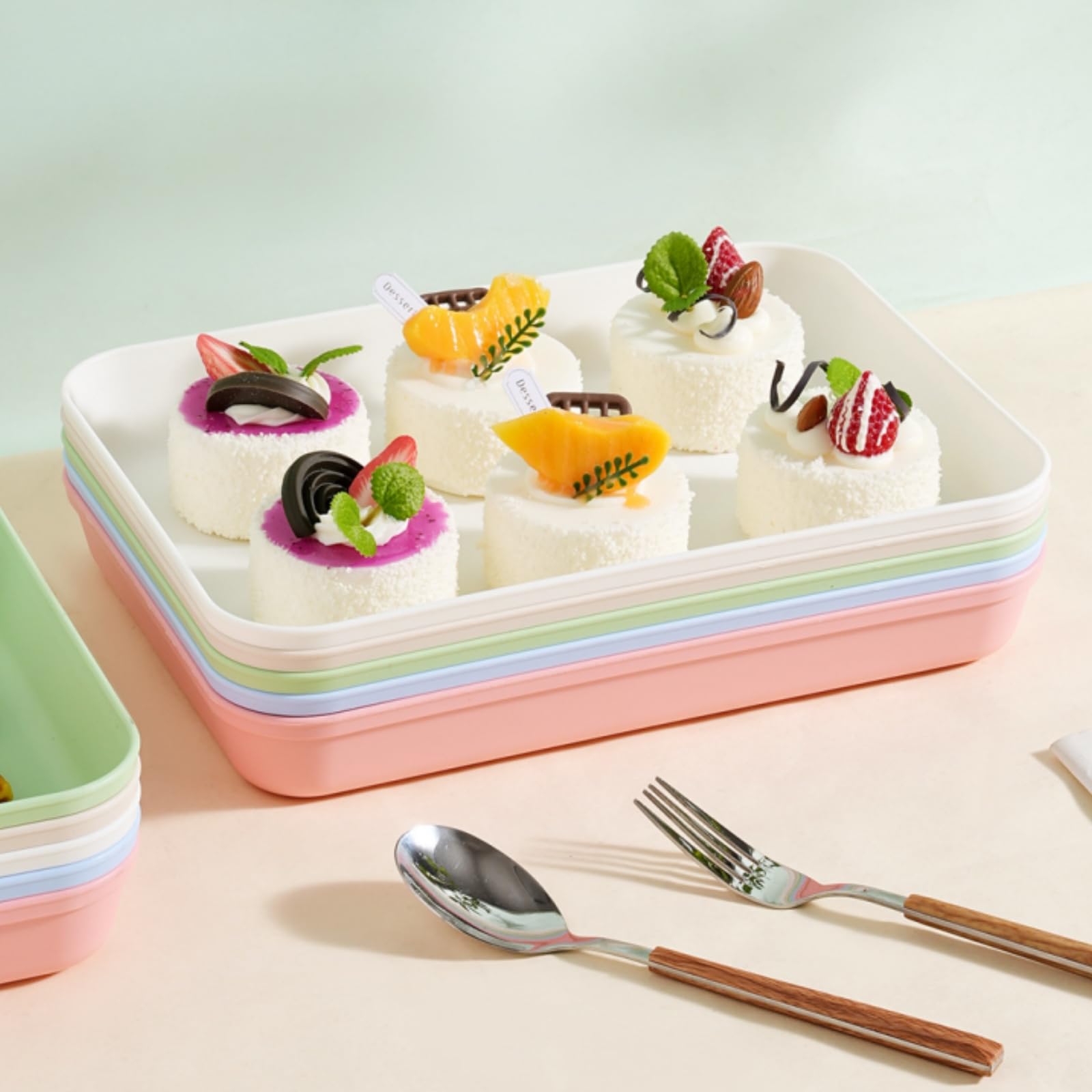 Lyellfe 15 Pack Plastic Art Trays, Deep Activity Sand Serving Trays, Stackable Spill-Proof Cafeteria Platter Crafts Organizer for DIY Projects, Painting, Beads, Jewelry - Image 5