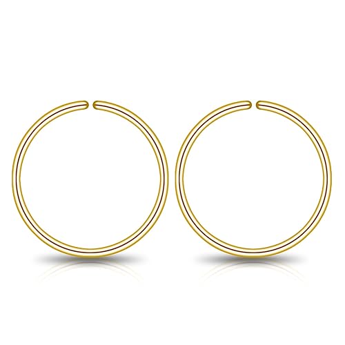 Small Gold Sterling Silver Huggie Hoop Earrings for Women Cartilage Nose Helix Tragus (Gold, 9mm 20 gauge 1 pair)