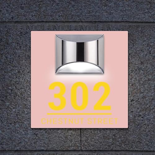 Miniatura 7 de Placa de puerta moderna solar personalizada, placa de dirección iluminada con placa LED personalizada, letrero acrílico iluminado LED, regalo de