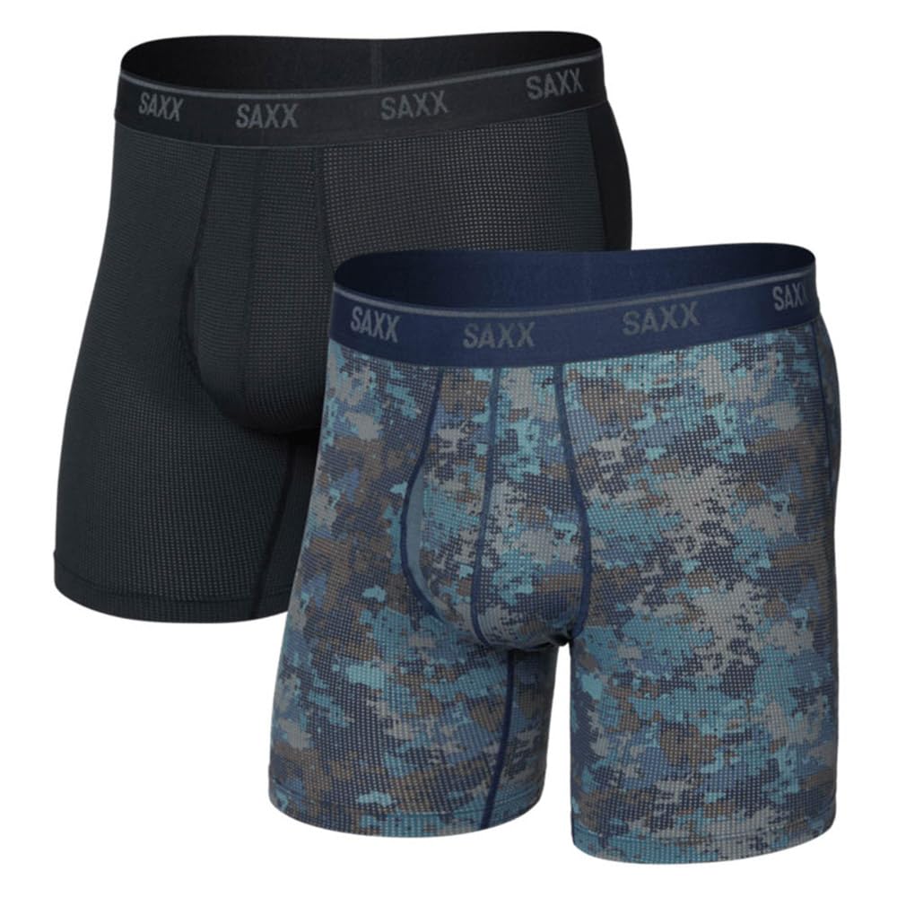 Saxx Mens Quest Quick Dry Mesh Boxer Brief Fly 2 Pack