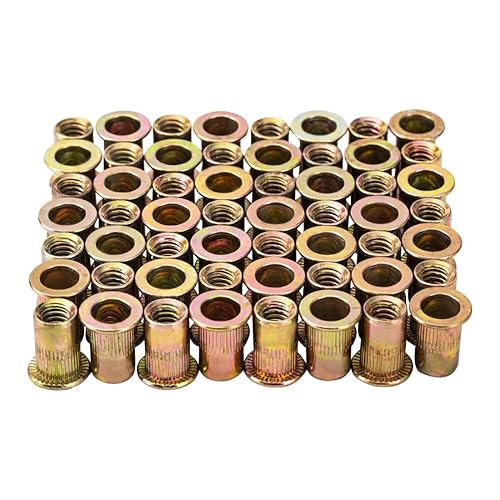 Miniatura 5 de SCNUT 20 tuercas de remache métricas de acero al carbono M12, tuerca remachada de cabeza plana, tuerca roscada para metal con cuerpo moleteado,