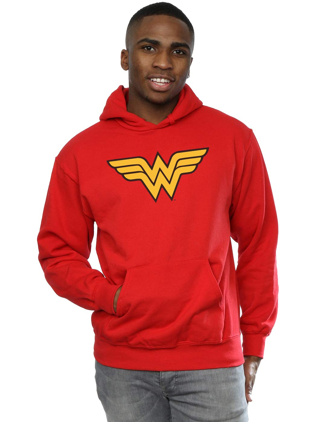 Absolute Cult Men's Red Dc Comics Wonder Woman Logo Hoodie Large
