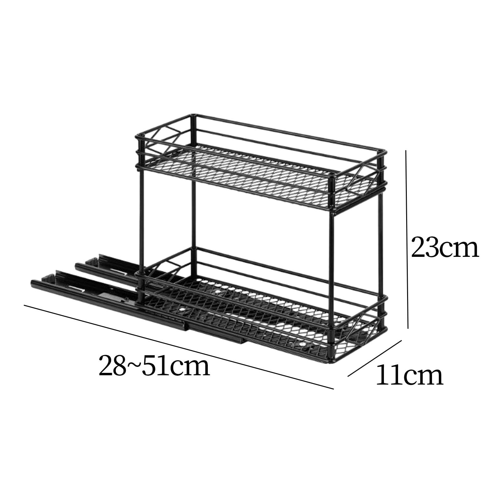 Estante Deslizante para Especias, Organizador de Frascos de Especias de 2 Niveles, Estante Deslizante para Condimentos, Ideal para Armarios de Cocina