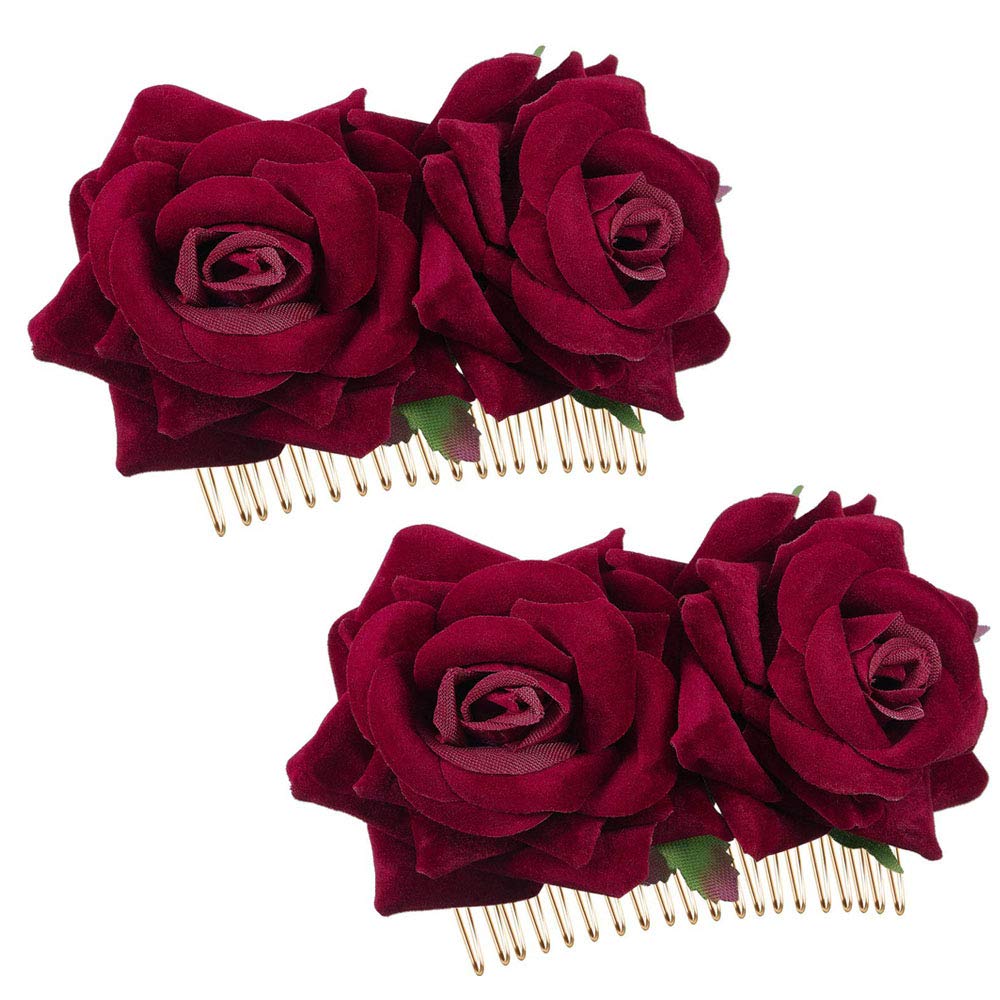 WHAVEL 2 Stück Flanell-Rosen Haarspangen – Blumen-Haarnadeln Für Hochzeit, Party & Täglichen Styling