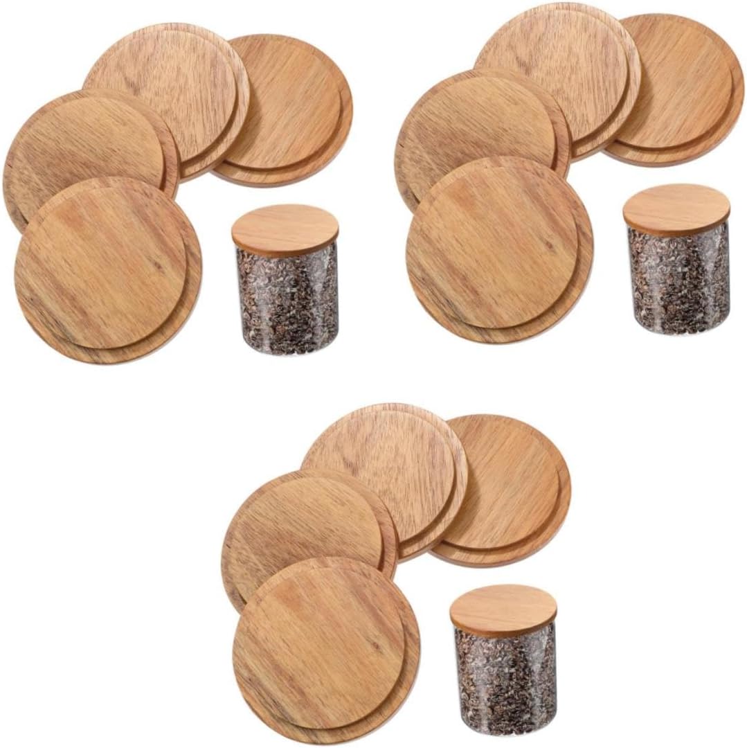 20pcs Wooden Cup Covers Reusable Sealing Lids for Bottles Mugs Design for Warm Drinks for Home Kitchen