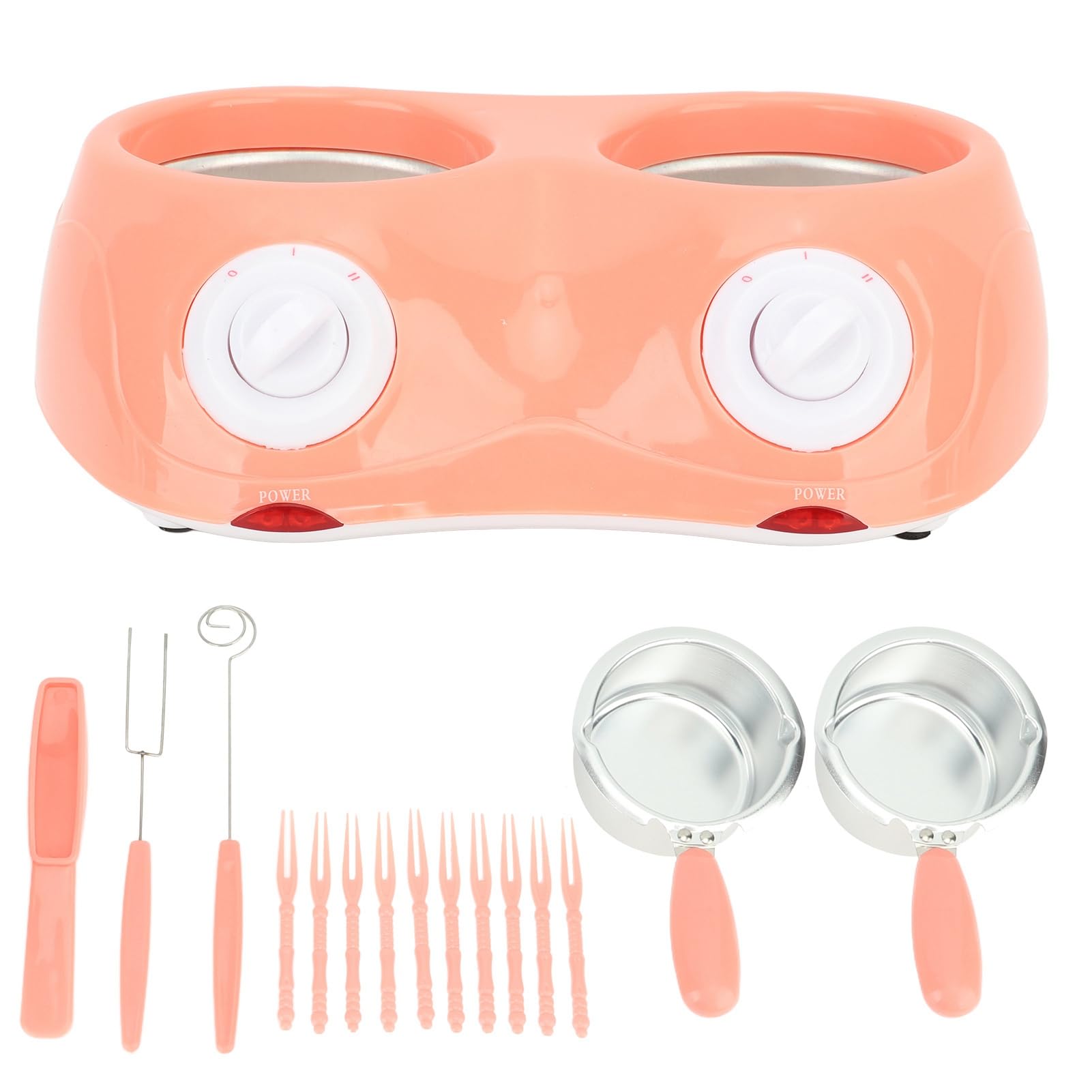 Schokoladenschmelztopf, 250ml mit Doppelschmelztopf, elektrische Doppeltopf-Schokoladenfonduemaschine, Bonbonschmelzgerät, Mini-Fondue-Bonbonhersteller für Milchkäsebutter (Rosa)
