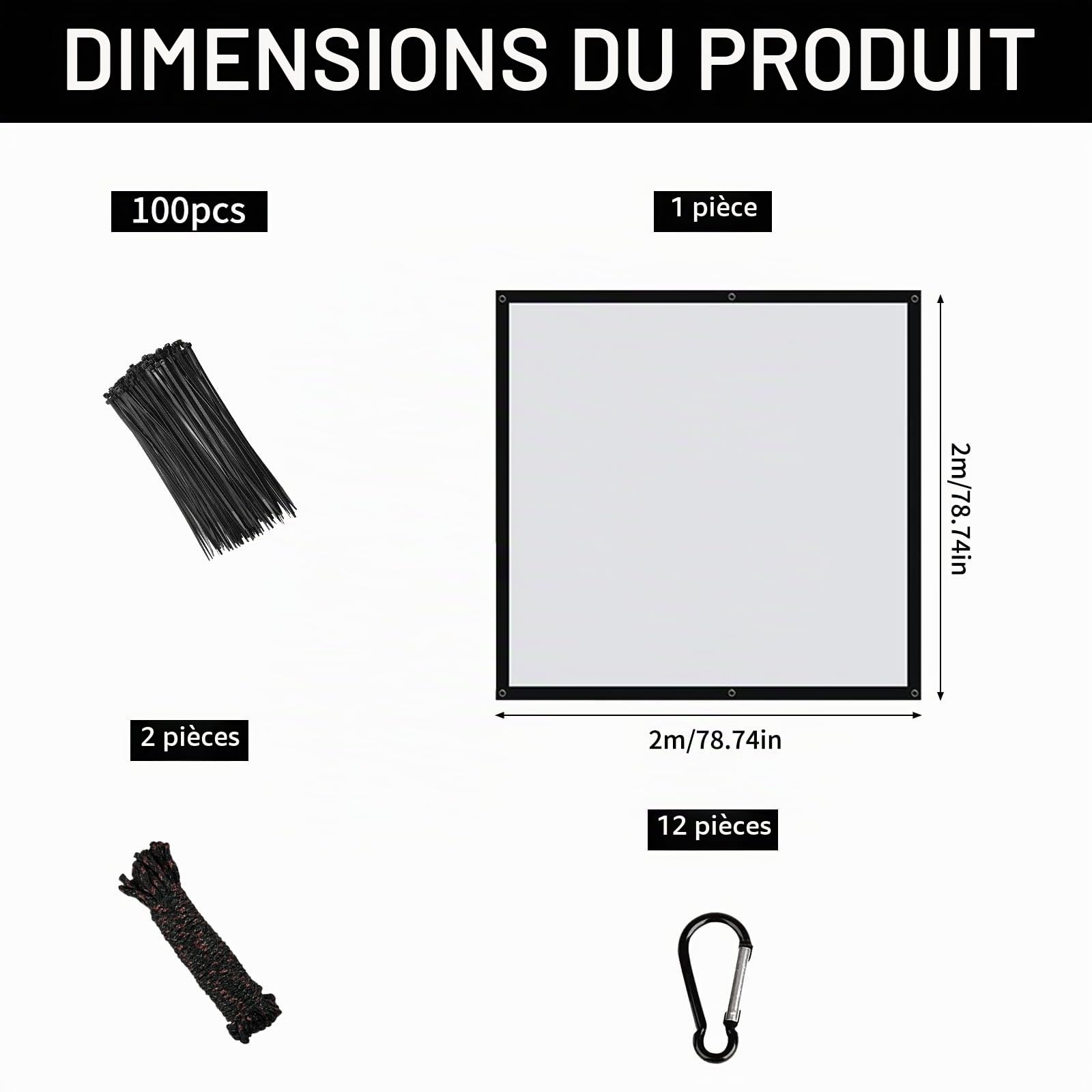 Filet D'Ombrage pour Voiture,Filet D'Ombrage en Aluminium Réfléchissant 2x2m,Tissus Reflechissant Soleil, Bâche de Protection Solaire,pour Chien,Serre,Jardin,Pergola