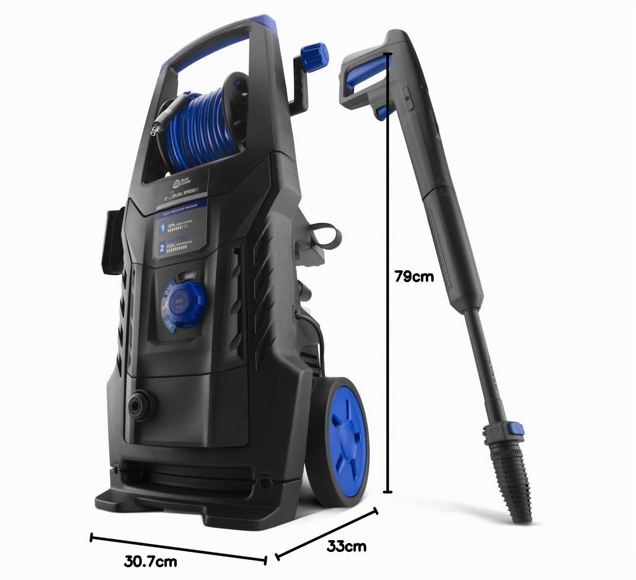 AR Blue Clean Hochdruckreiniger e-2DUALSPEED D mit Dual Speed System, Rohrreinigersonde und Patio Cleaner (2200 W, 160 bar, 460 l/h)