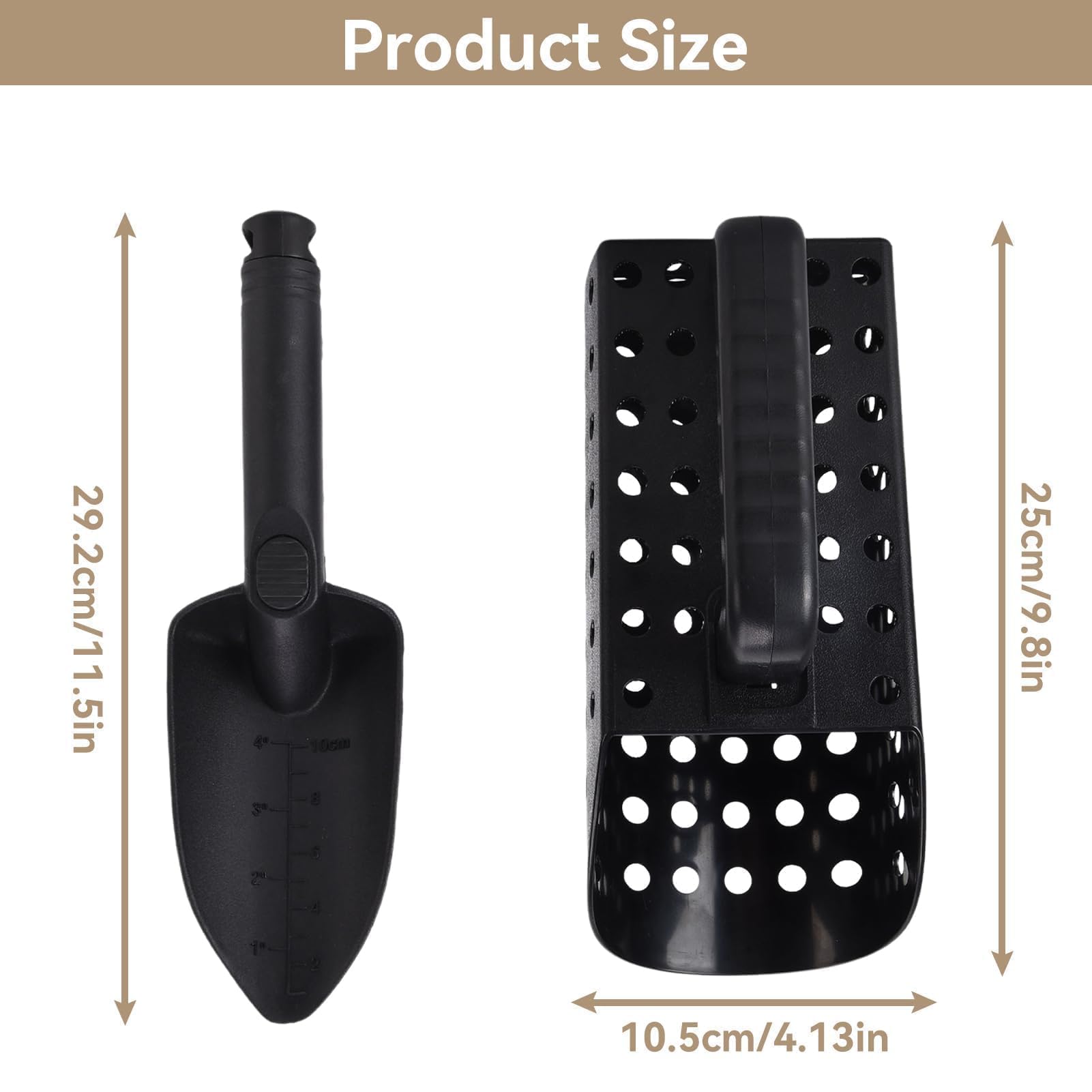 Cyrank Accessoires pour détecteurs de métaux, Shark Teeth Screen Pelle à Sable et Pelle à détection de métaux pour détection de métaux Pelle de Plage Pelle à détection de métaux, Pelle a granulés