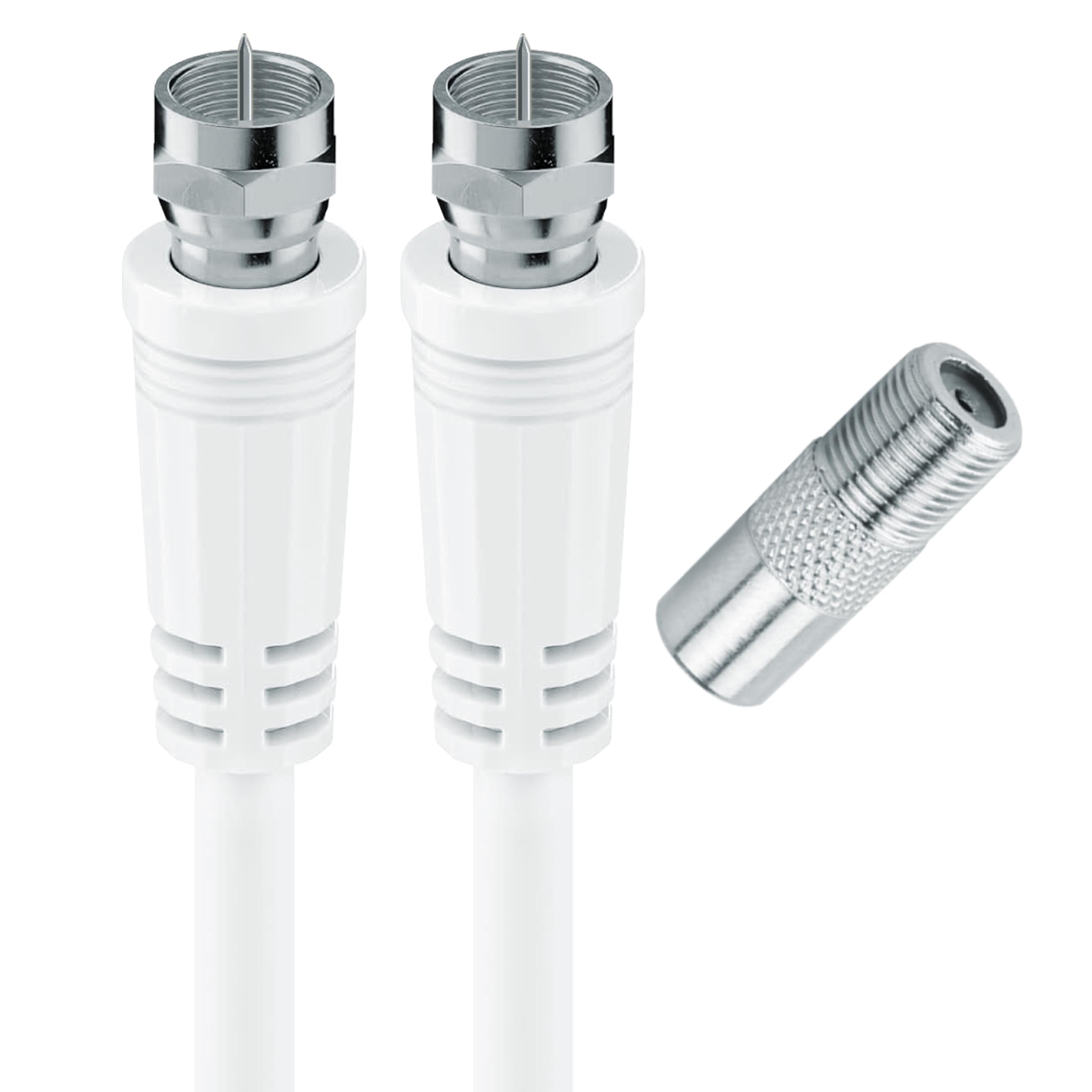 APM Câble Coaxial Satellite Fiche F Mâle, 10M + Adaptateur Fiche F Femelle vers Coaxial 9.52mm Mâle, Compatible TV Parabole Antenne Modem Satellite, 409007