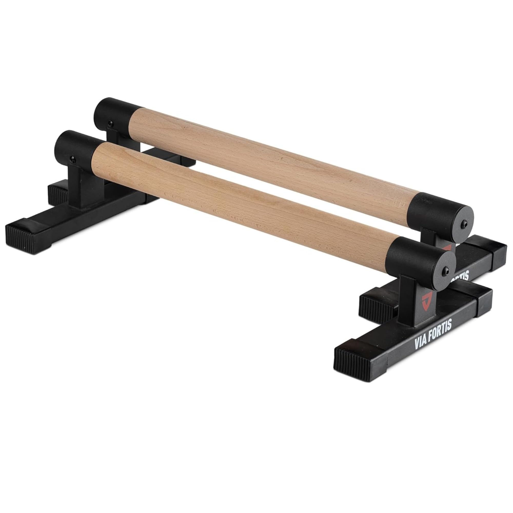 VIA FORTIS - Parallettes Basses Pro - Base Antidérapante - Barres Parallèles pour Calisthenics, Street Workout, Fitness, Gymnastique, Pompes, Dips - Accessoire de Musculation Léger - Capacité 500kg