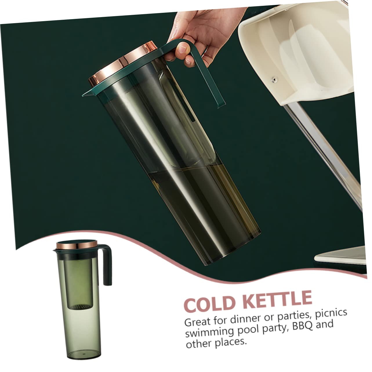 Mipcase Pichet à Boissons Résistant la Chaleur 1.2l en Abs et Silicone Couvercle, Pratique et Élégant pour Dîner et Fêtes