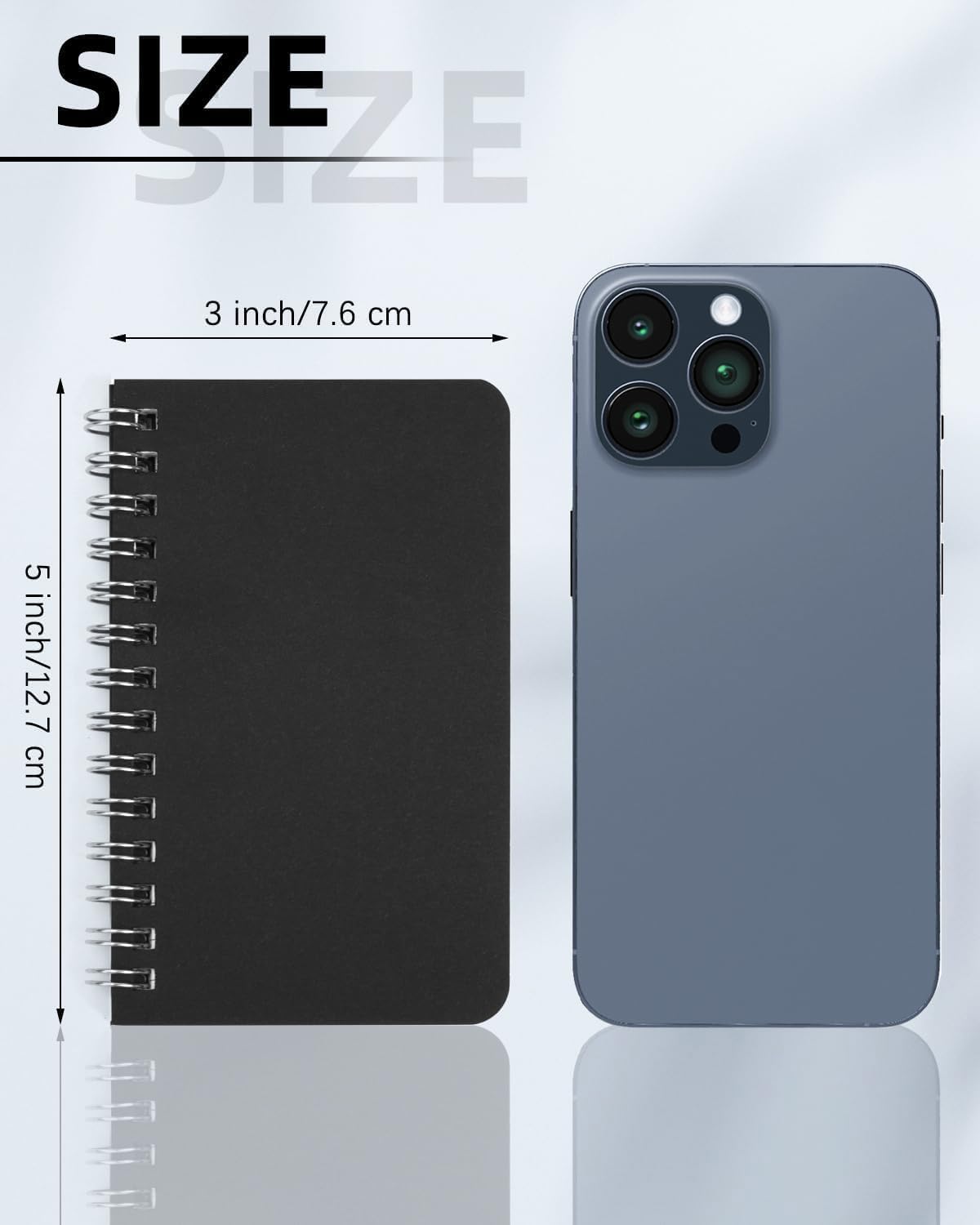 Dynta Cuadernos en espiral de 3 x 5 a granel, 60 paquetes de cuadernos de bolsillo pequeño, mini blocs de notas, cubierta de cartón negro para tomar notas, escribir, oficina, escuela, trabajo,