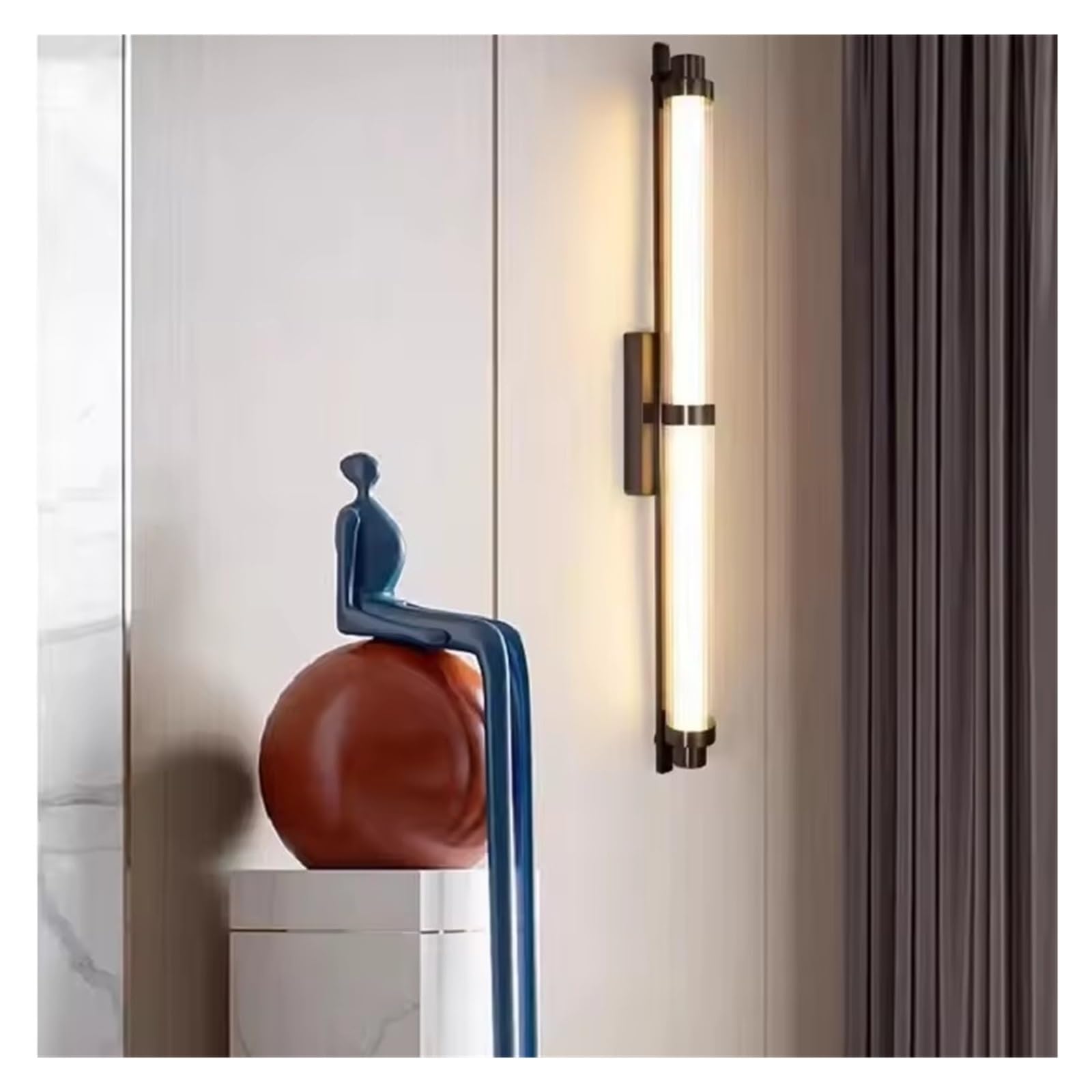 HPTHLY Long Strip Background Wall Lamp, Living Room, Villa, Hotel Corridor, Model Room, Bedroom, Straight Wall Light,Simple (Black-70Cm)