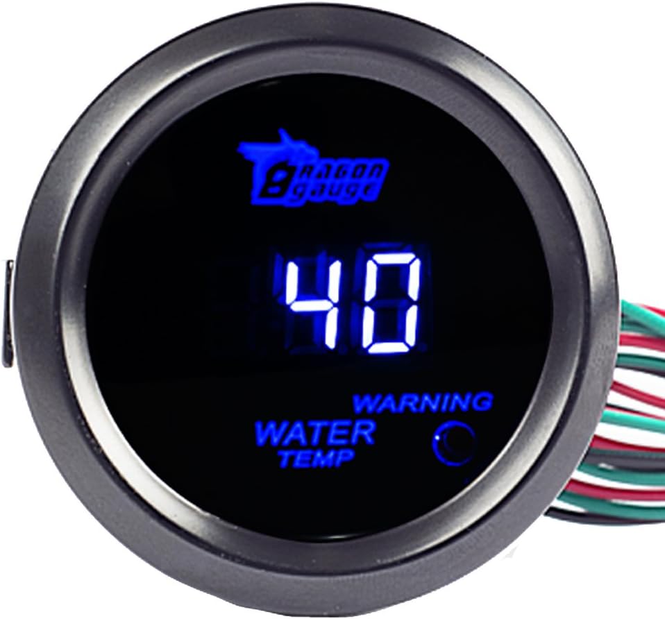 Etopars 2" 52mm Black Car Auto Digital Blue LED Light Water Temp Temperature LED Gauge Meter