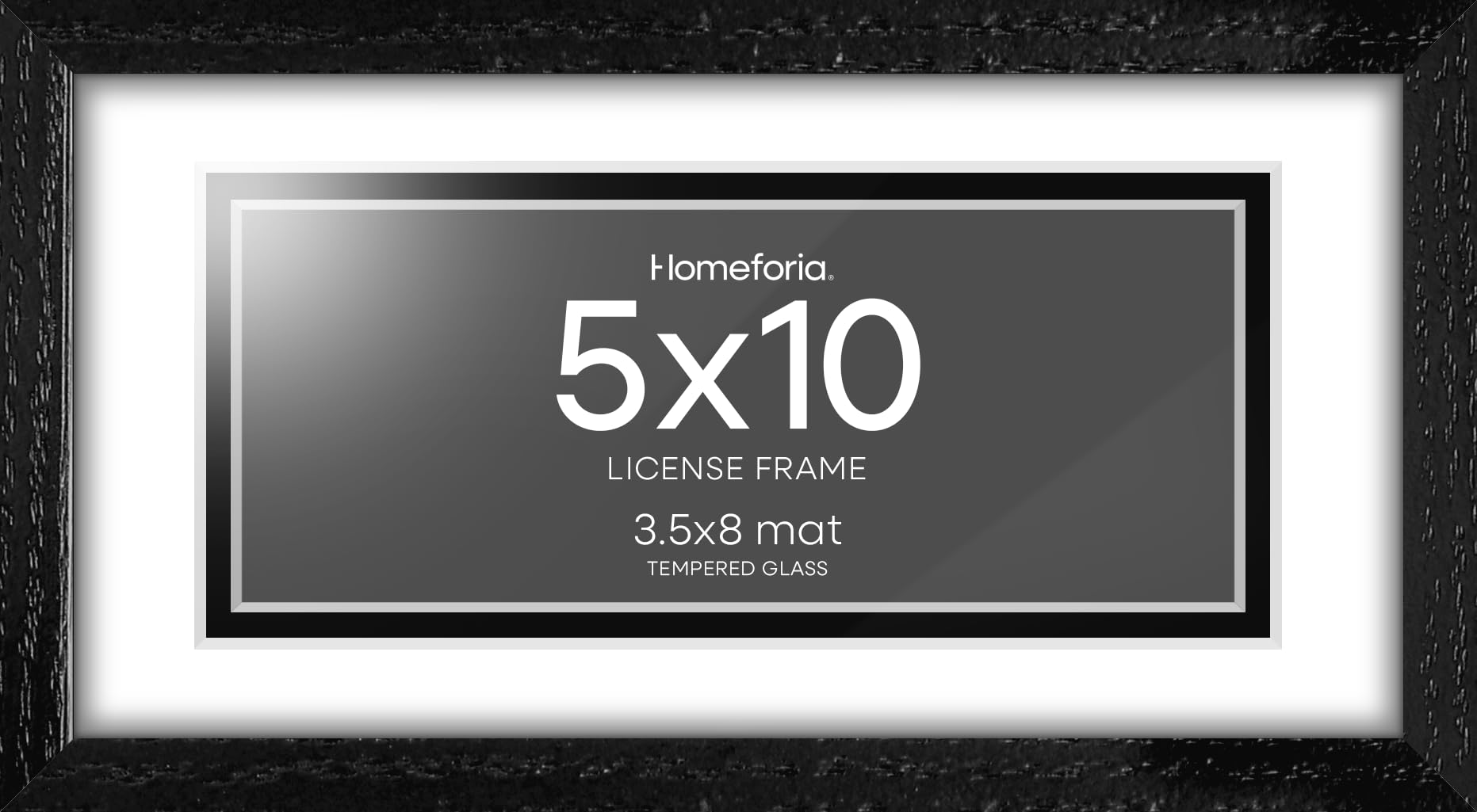 Homeforia 5x10 Business License Frame Black, High End Oak 5 x 10 Black Wood Document Certificate Frame with Mat 4x9, 10x5 Wooden Picture Frames for Wall or Tabletop, Tempered Glass, Wall Kit, Set of 3