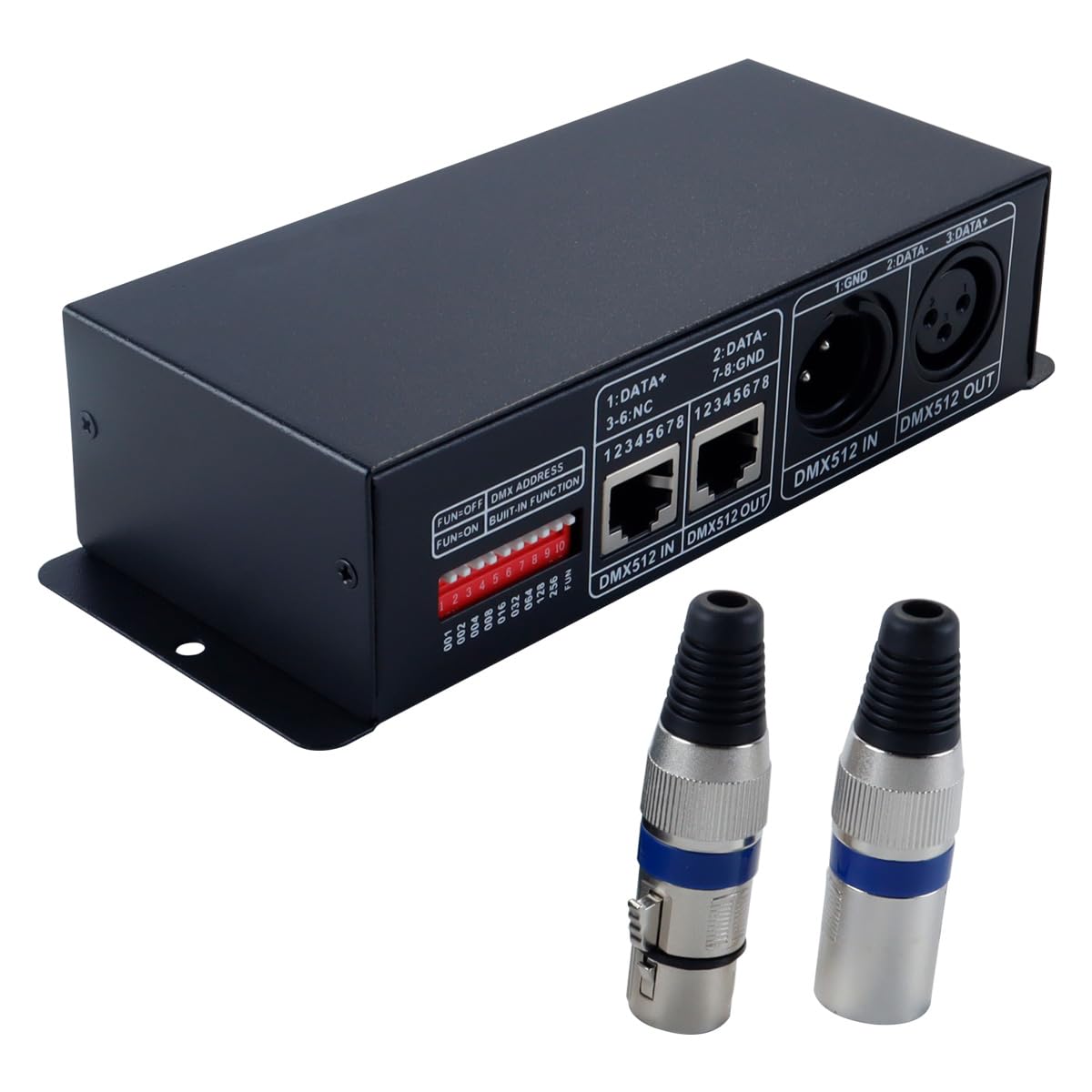 Hoite DMX512 RGBW Controller - 4-Channel DMX Dimmer for Strip Lights (Black)