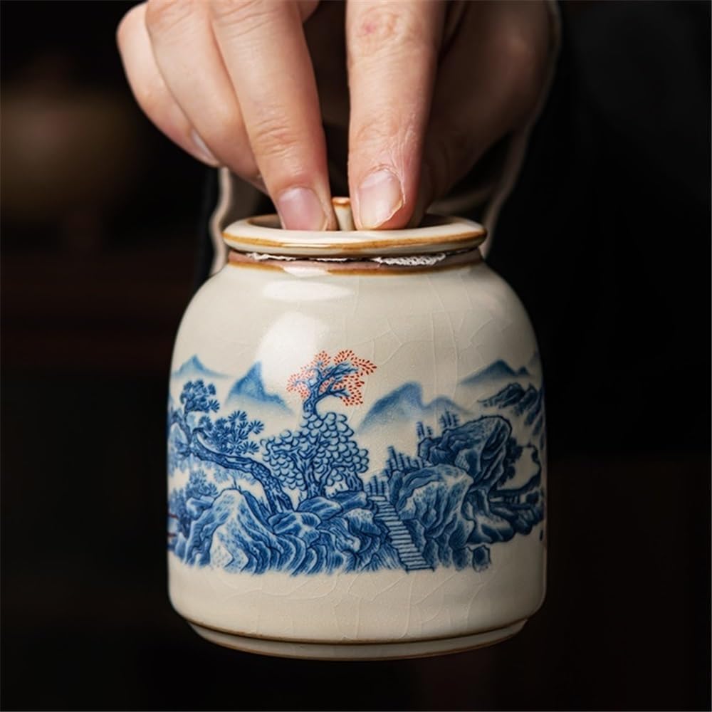 Pojemnik do przechowywania herbaty Mihuang Ru Kiln Tea Jar Domowy ceramiczny słoik do przechowywania z uszczelnioną pokrywką Wykwintny mini pojemnik na herbatę dla Sugara
