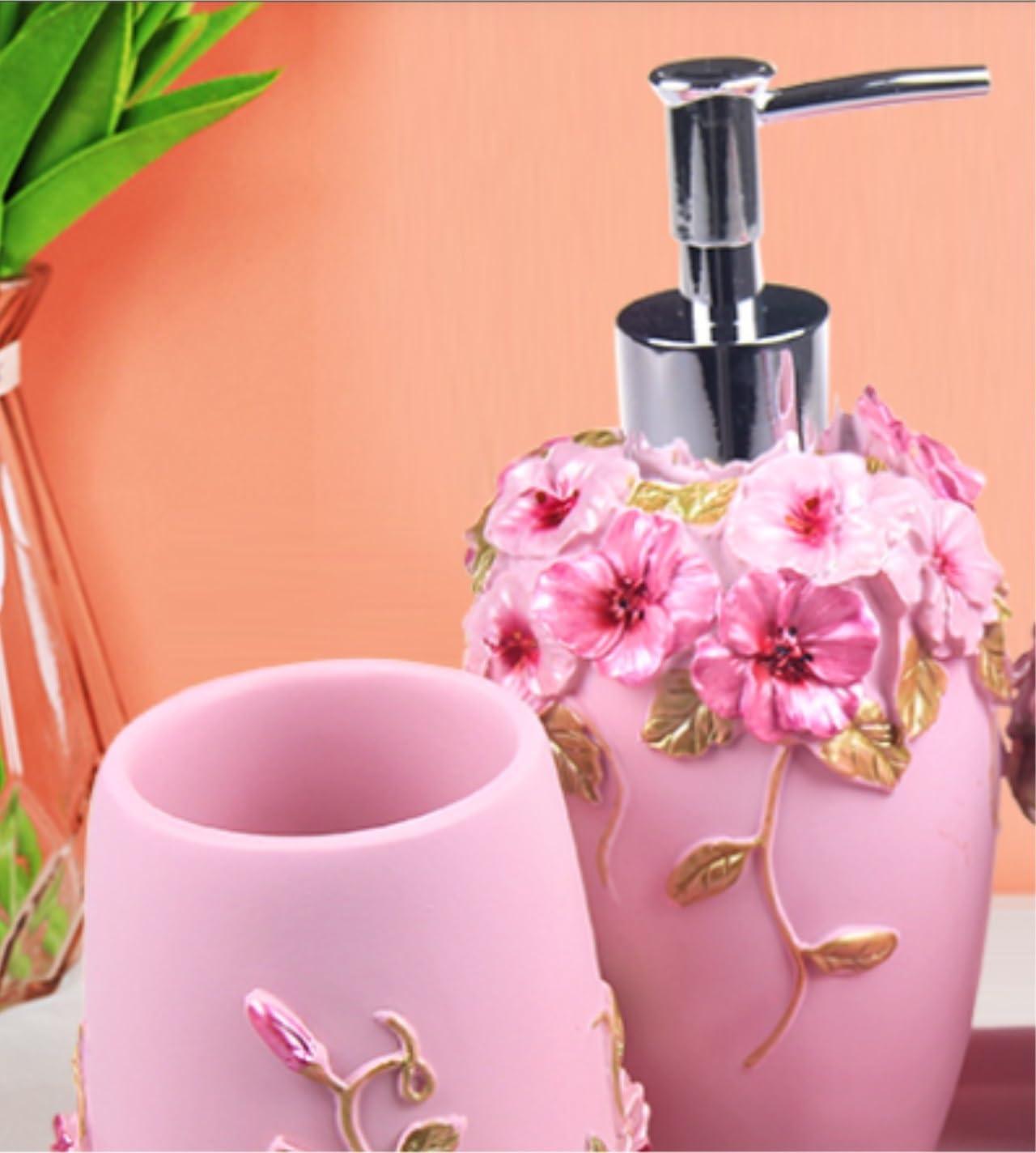 Accesorios De Baño Juego De 6 Dispensadores De Líquido para Baño, Accesorios De Baño De Resina, Soporte para Cepillo De Dientes, Jabonera, 2 Vasos Set De Baño Accesorios