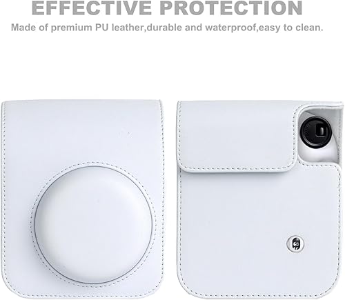 Miniatura 7 de Funda para cámara instantánea Fuji Instax Mini 12 con correa de hombro ajustablemarco de fotos, calcomanía de dibujos animados (blanco arcilla)