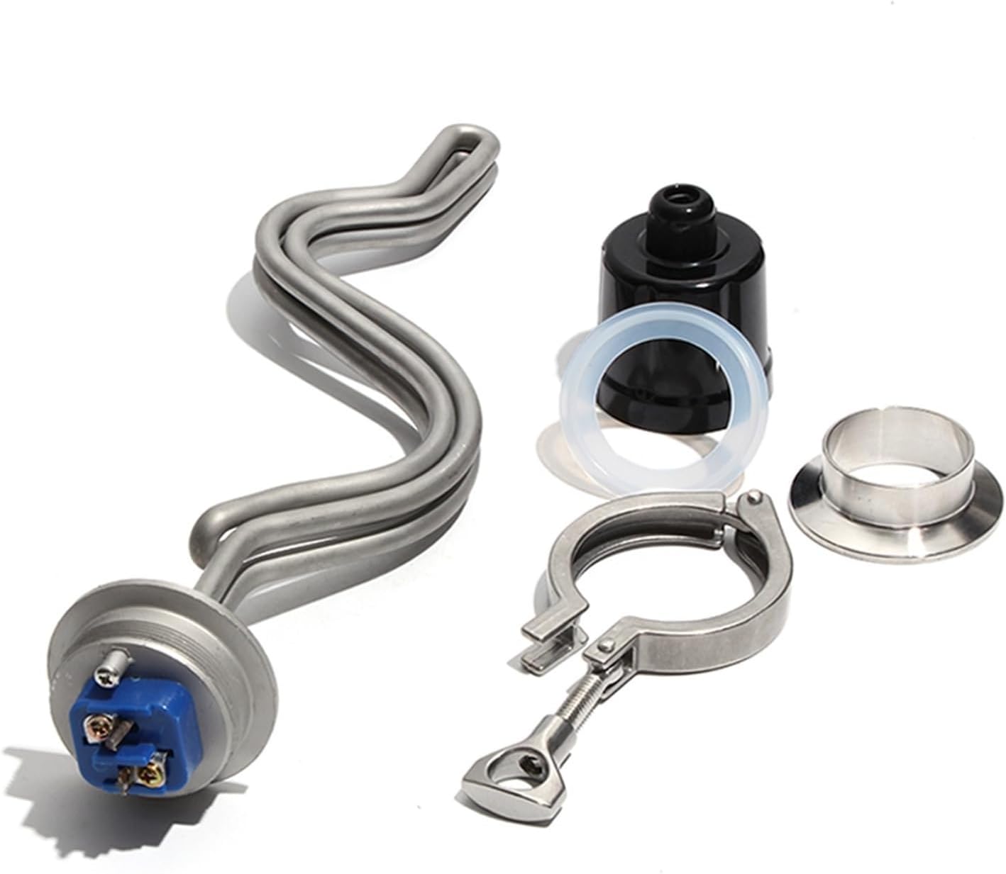 yaoqijie 1 Inch DN25 Thread Heater For Brewing Equipment 4.5KW/5.5KW/6.5KW 2 Inch Tri-clamp Heating Element With Accessory(Silver,240V_5.5KW 350MM 304SUS)