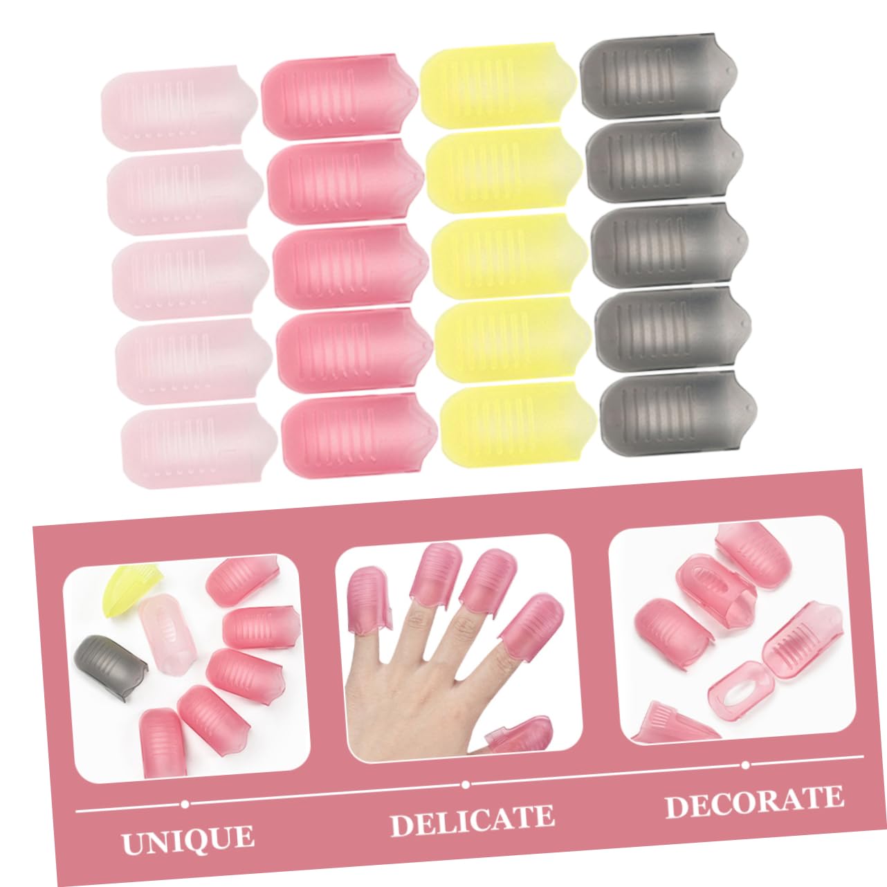 Didiseaon 4 Juegos Kit Quitaesmalte De Uñas De Cristal Tapón De Remojo De Uñas Clips De Esmalte De Uñas Herramienta De Quita Uñas Ajustable Quita Uñas De Gel Clip De Pegamento 20 Piezas * 4