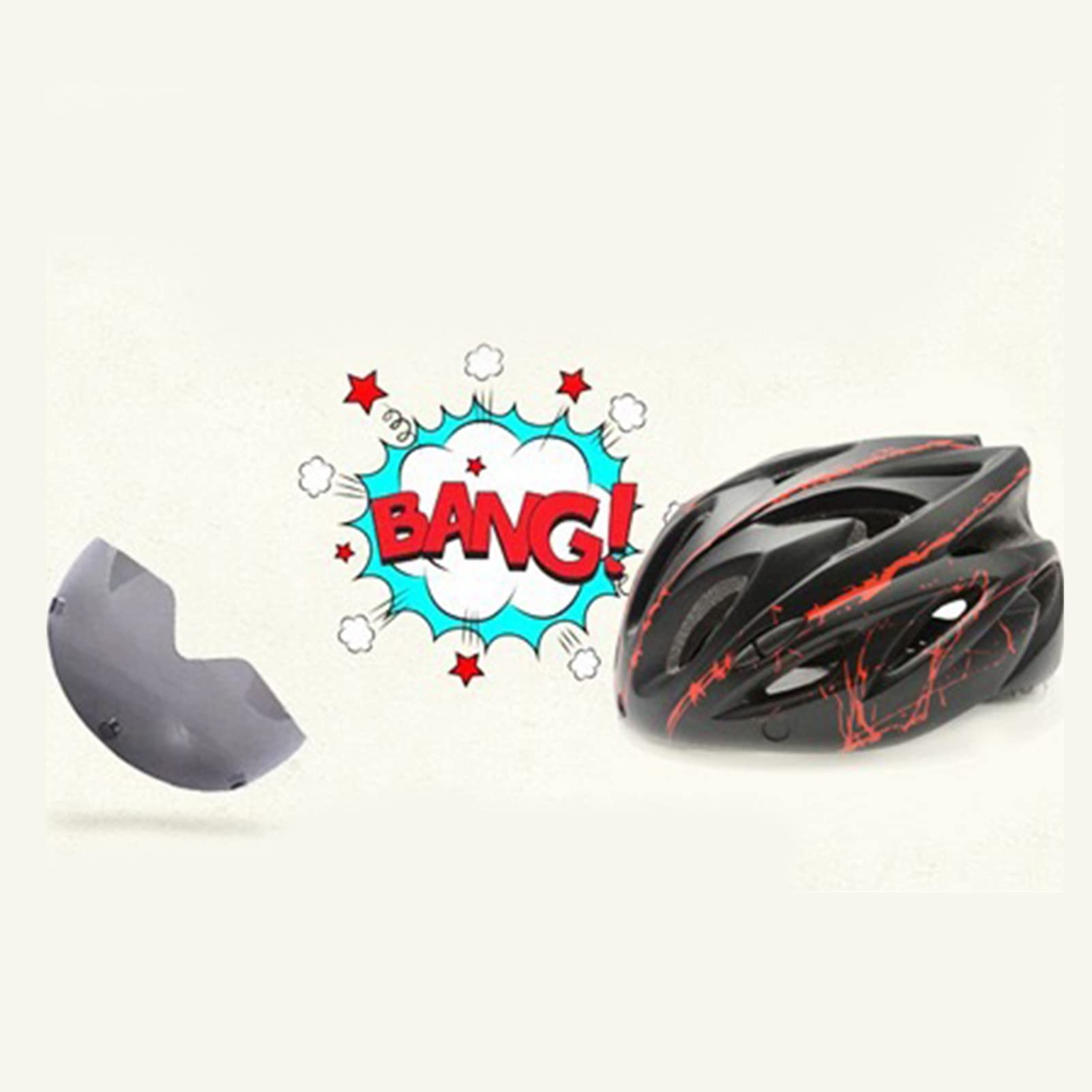 Kask rowerowy kask rowerowy szosowy dobra ochrona klamra bezpieczeństwa odporny na uderzenia kask rowerowy z okularami do jazdy na rowerze, dojazdy do pracy, jazdy na rowerze (czarno-czerwony)