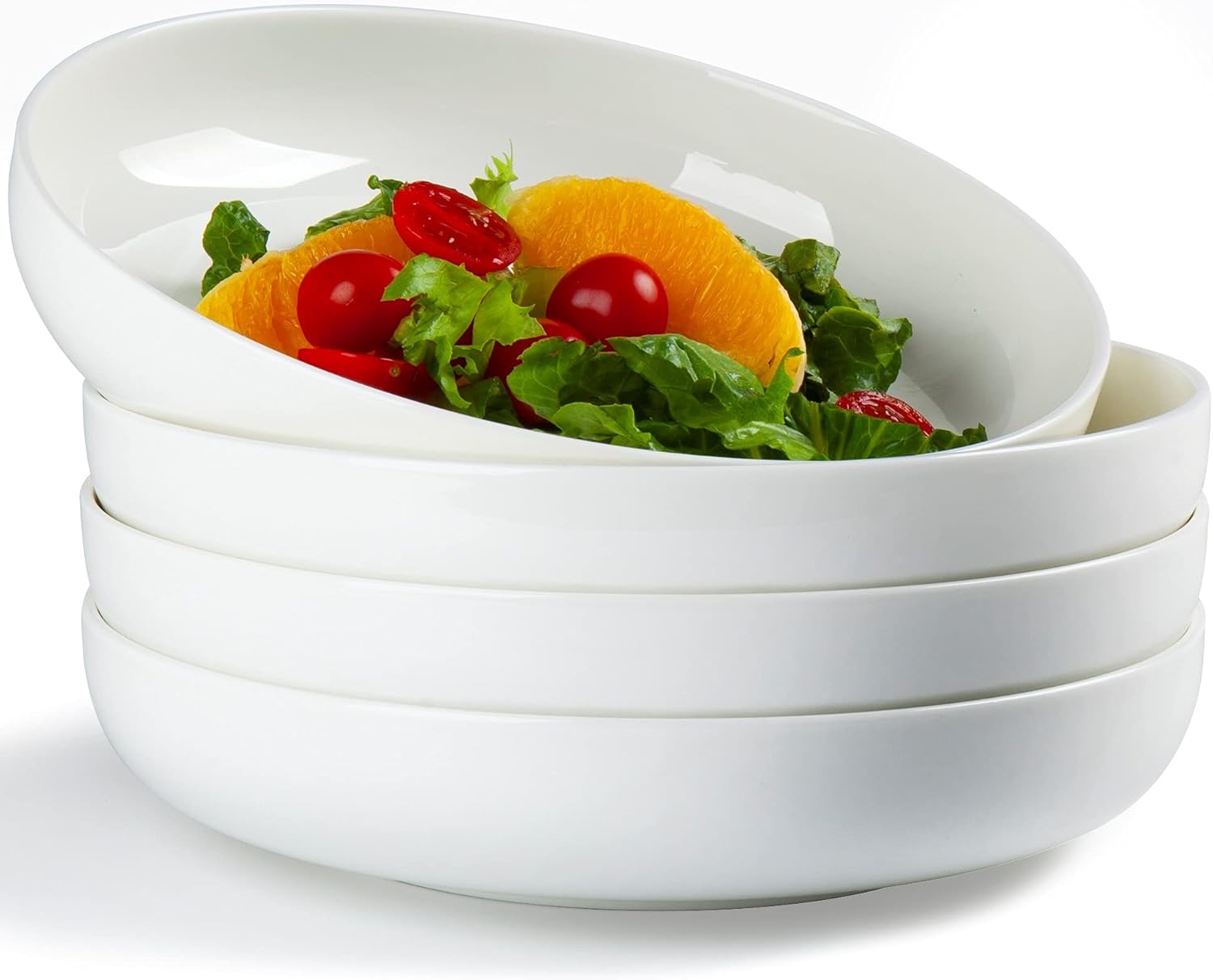 Qinlang Pasta Bowls 40 OZ, Salad Bowls Set for Serving Soup, Pasta, Noodle, Dinner, Large Kitchen Bowl Plates, Microwave Safe - 8.5 Inch, Set of 4, Off-White