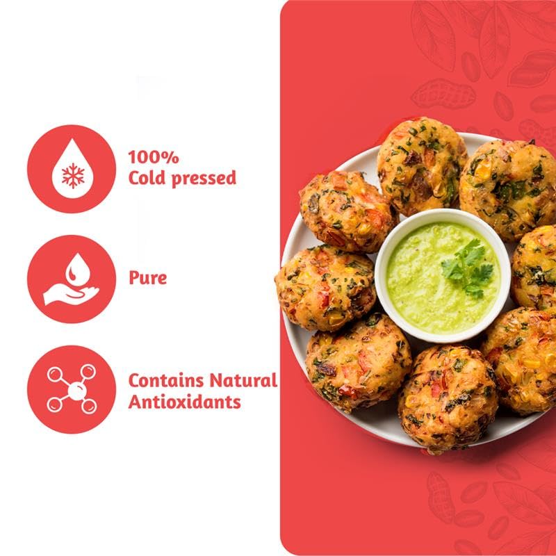 Image of Dabur Pure & Unrefined Cold Pressed Groundnut Oil | 1L (Pack of 2x1L ) | Naturally Cholesterol Free | 1L | Rich Aroma & Flavour of Authentic Groundnuts | Contains Natural Antioxidants | Finest Quality Groundnuts | Naturally Rich in Unsaturated Fats