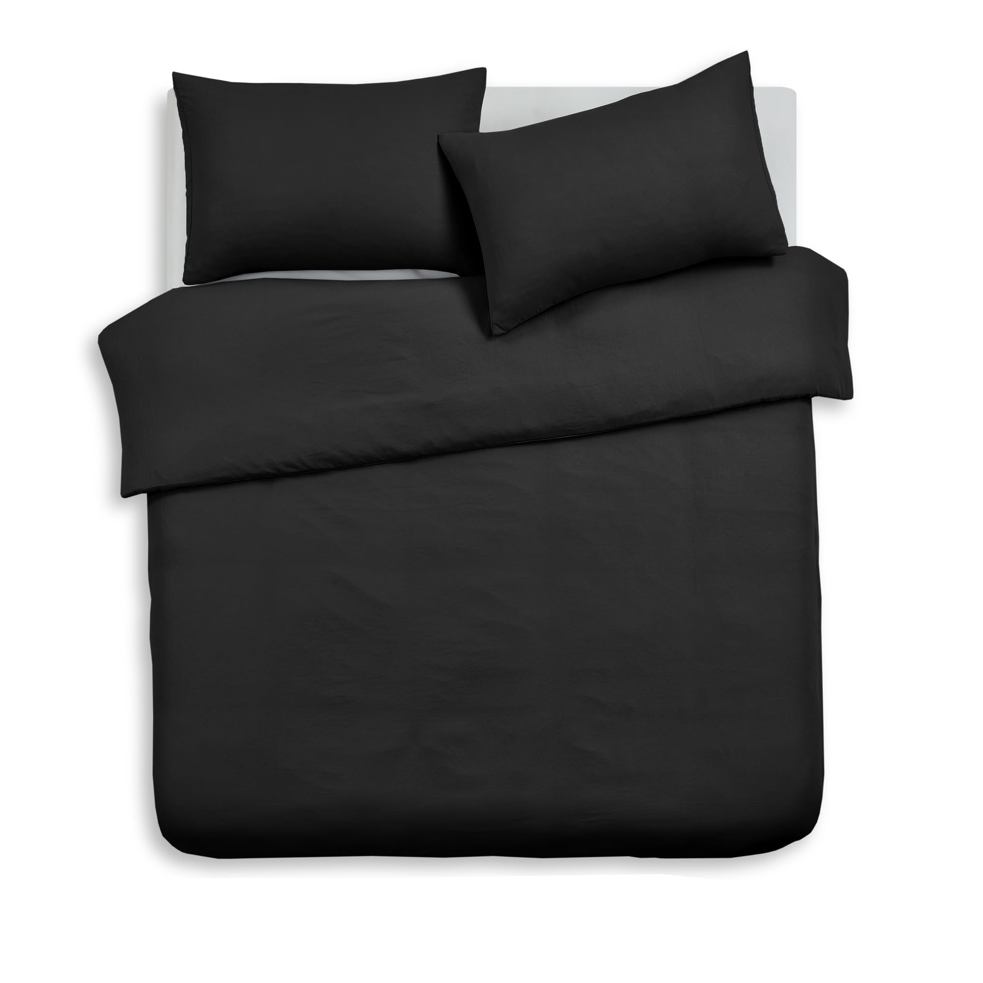 Velosso Plain Dye Duvet Cover Bedding Set Soft Microfibre Polyester Bedding Quilt Cover Set, with Pillow case (Single, Black)