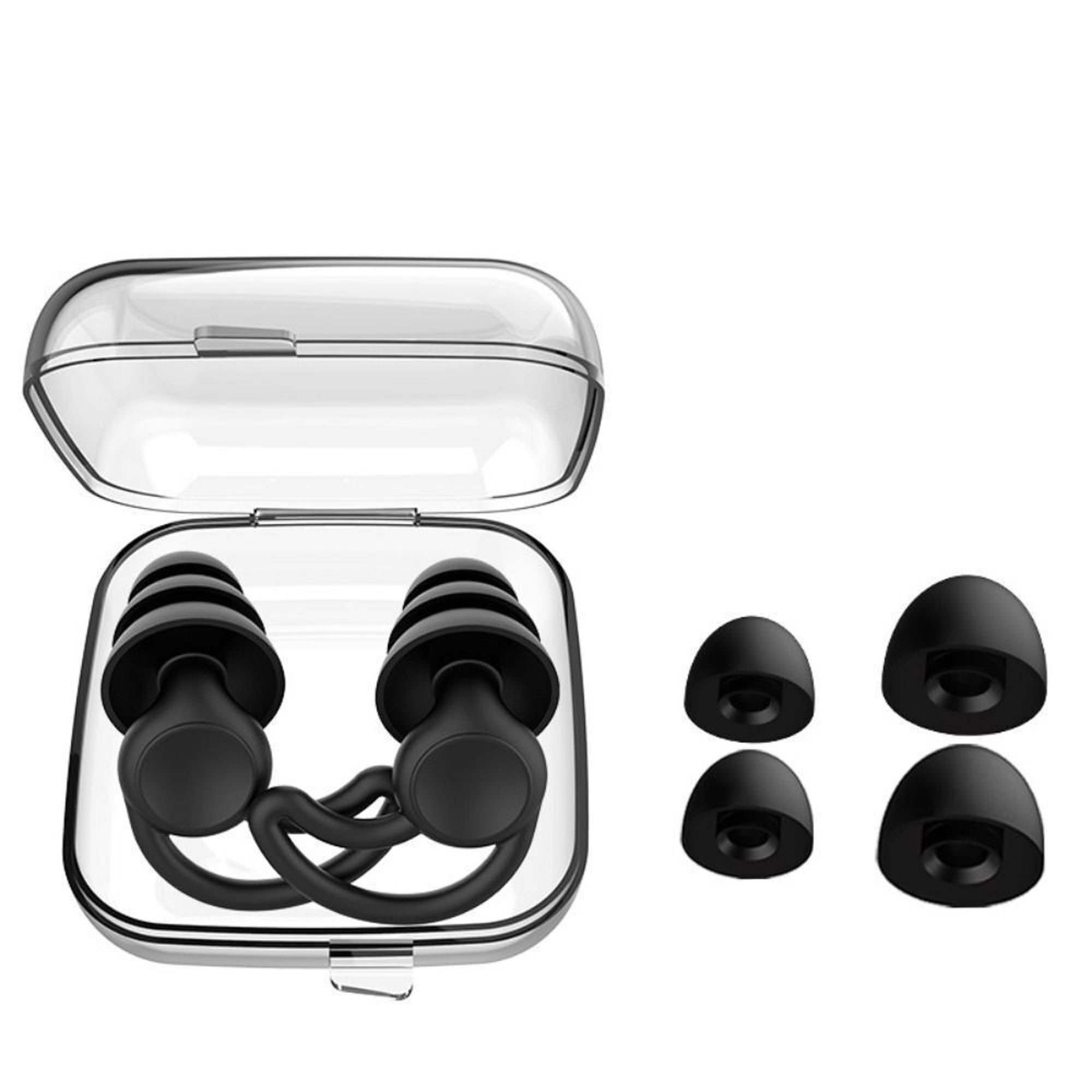 AUGEN Ear Plugs for Sleeping, Noise Canceling, Reusable Silicone Earplugs for Hearing Protection, Waterproof EarPlugs Suitable for Sleeping Swimming Studying Traveling Concerts Airplanes (Black A, M9)