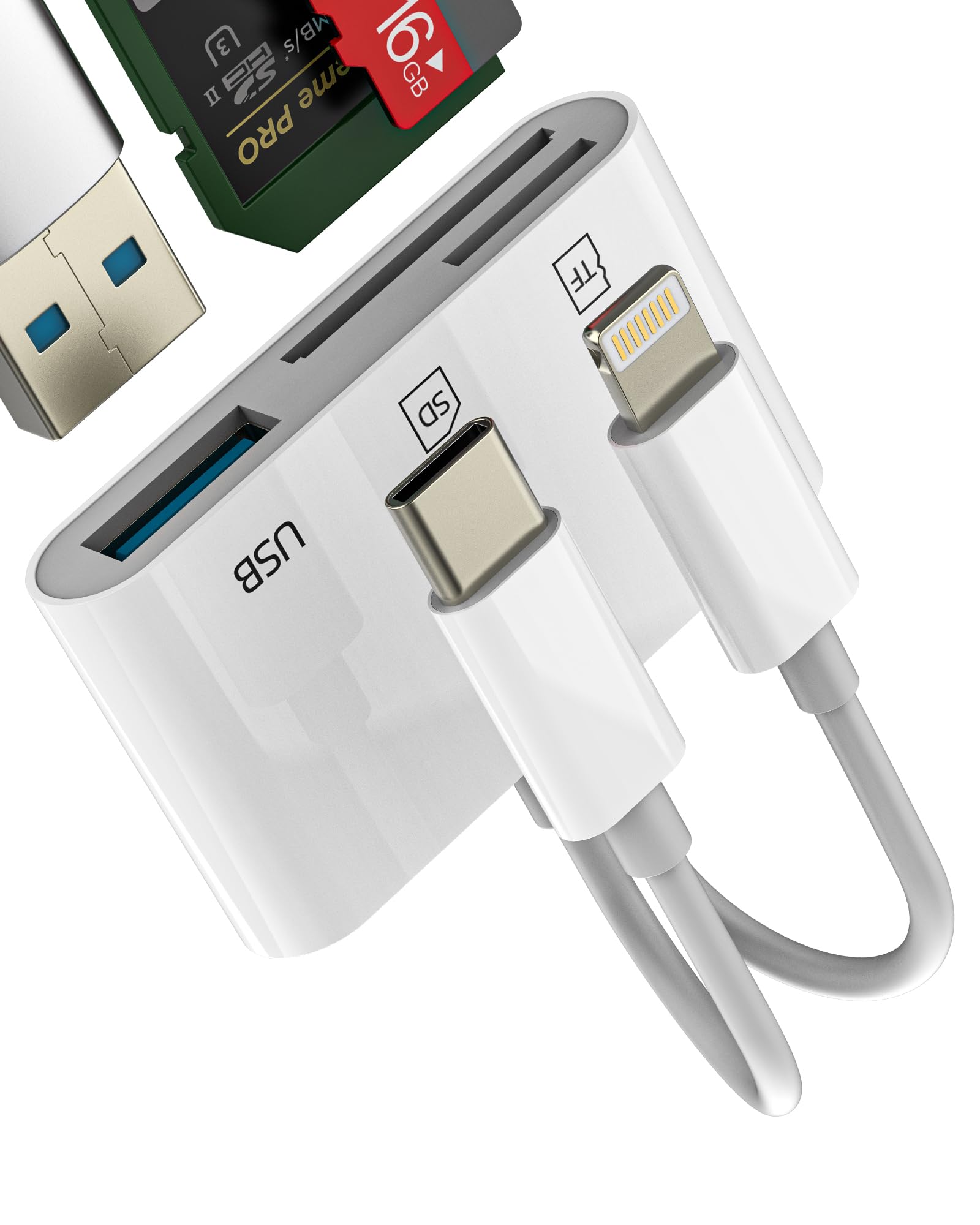 Amazon.com: USB C Lightning to OTG SD TF Adapter Micro SD Card