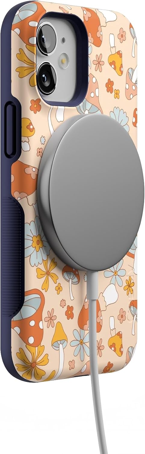 Casely iPhone 12 Mini Case | Mushroom Magic | Retro Floral | Compatible with MagSafe | Bold Protective Design