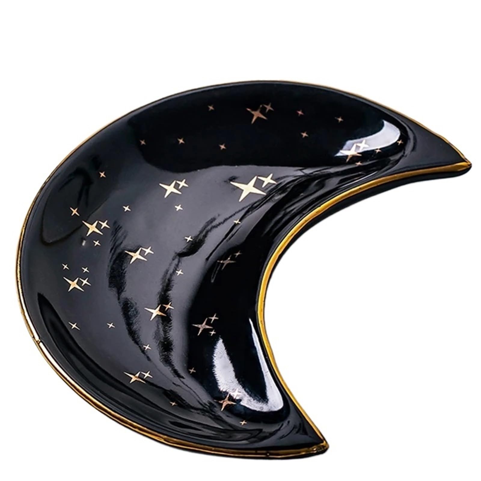 QXBFNDC Ceramic Jewelry Dish Ceramic Moon Shape Small Jewelry Dish Earrings Necklace Ring Storage Plates Fruit Dessert Display Bowl Decoration Tray(Color-6)