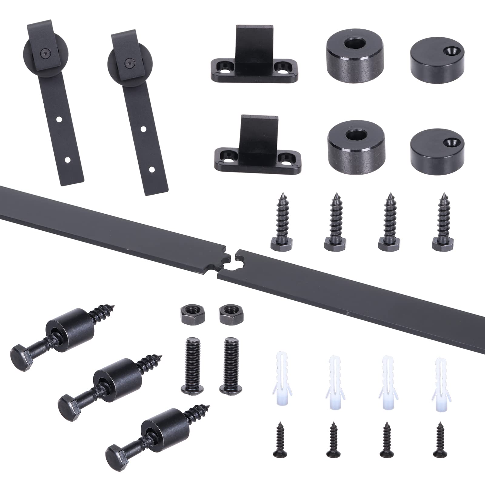 Kit de Rail pour Porte Coulissante 90cm/2,95FT - Mini Rail pour Placard, Système Simple avec Roulette pour Armoire de Rangement, Meubles TV