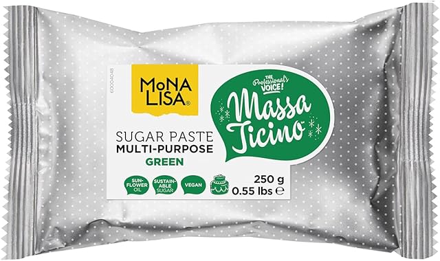 Massa Ticino Sugarpaste For Cakes Multi-Purpose, Green by Mona Lisa, Fondant For Baking, Modelling, Covering, And Decoration, 1 Kg