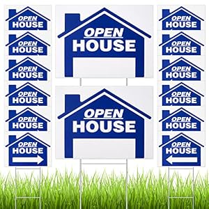 Juexica 14 Pack Open House Signs for Real Estate 24×18 Double Sided, Blue