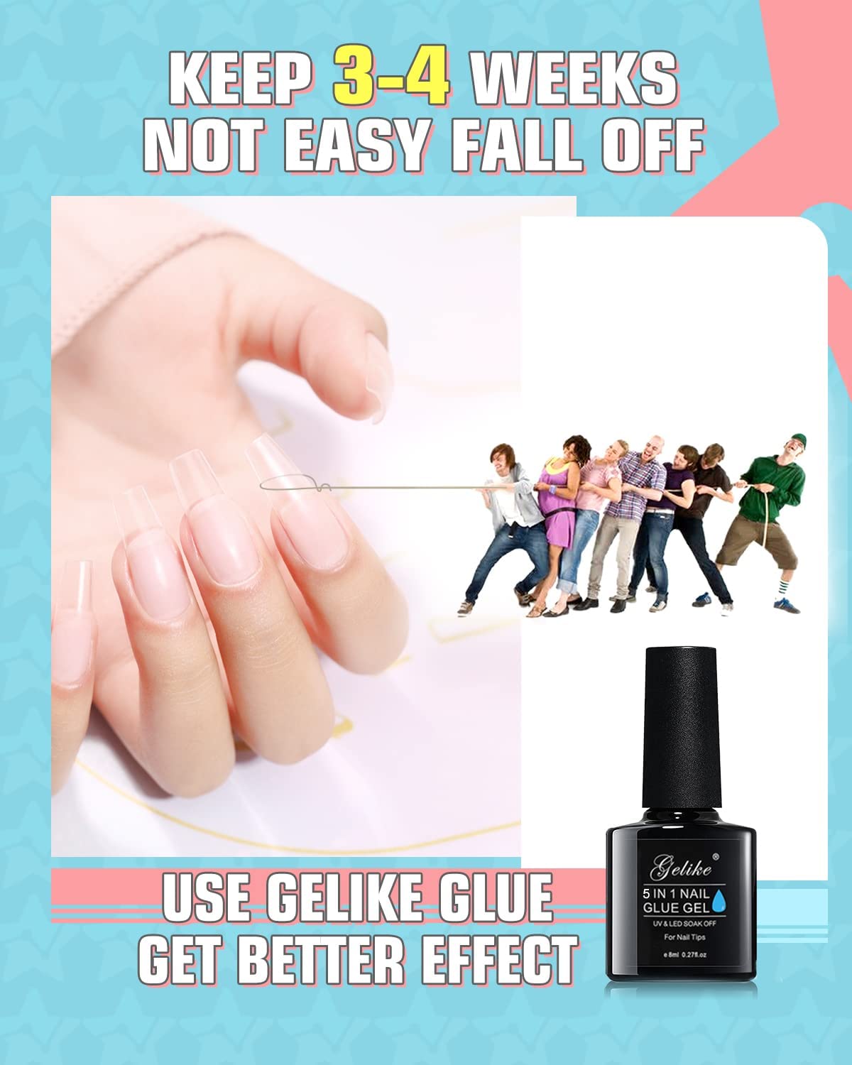 Gelike EC Soft Gel Full Cover Nail Tips Kit for Soak Off Nail Extensions, 550 Pcs Clear Medium Almond Gelly Tips Pre-buff PMMA False Press on Nail Tips, 11 Sizes : Beauty & Personal Care