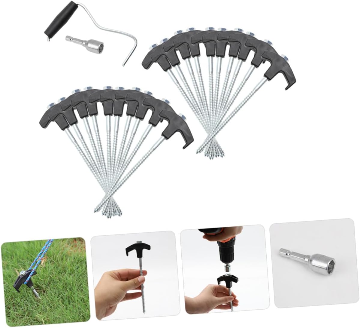Healifty Heavy Duty Camping Tent Stakes Steel Ground Pegs 22pcs Set for Outdoor Camping, Beach, and Gardening Shelter Anchors