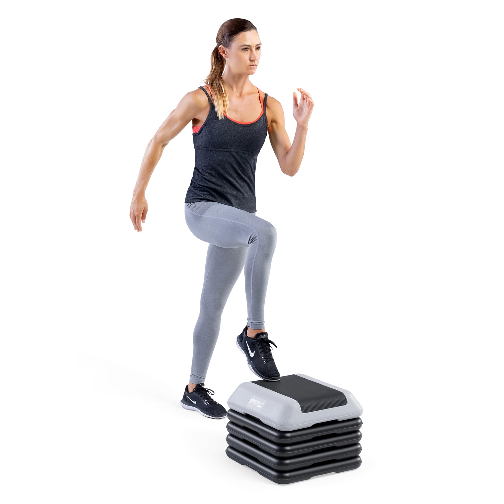 Circuit Fitness by Marcy - Plataforma aeróbica de altura ajustable de 40,6 x 40,6 cm con elevadores ajustables, superficie de goma antideslizante, ejercicio en casa, entrenamiento de fitness
