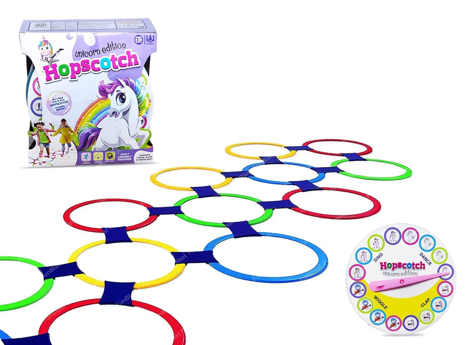 Hopscotch Active Indoor Play with Rings Game for Kids - Kids Hopscotch Game, Educational Colorful Rings Game for Kids, Indoor and Outdoor Games for Kids (Multicolor)