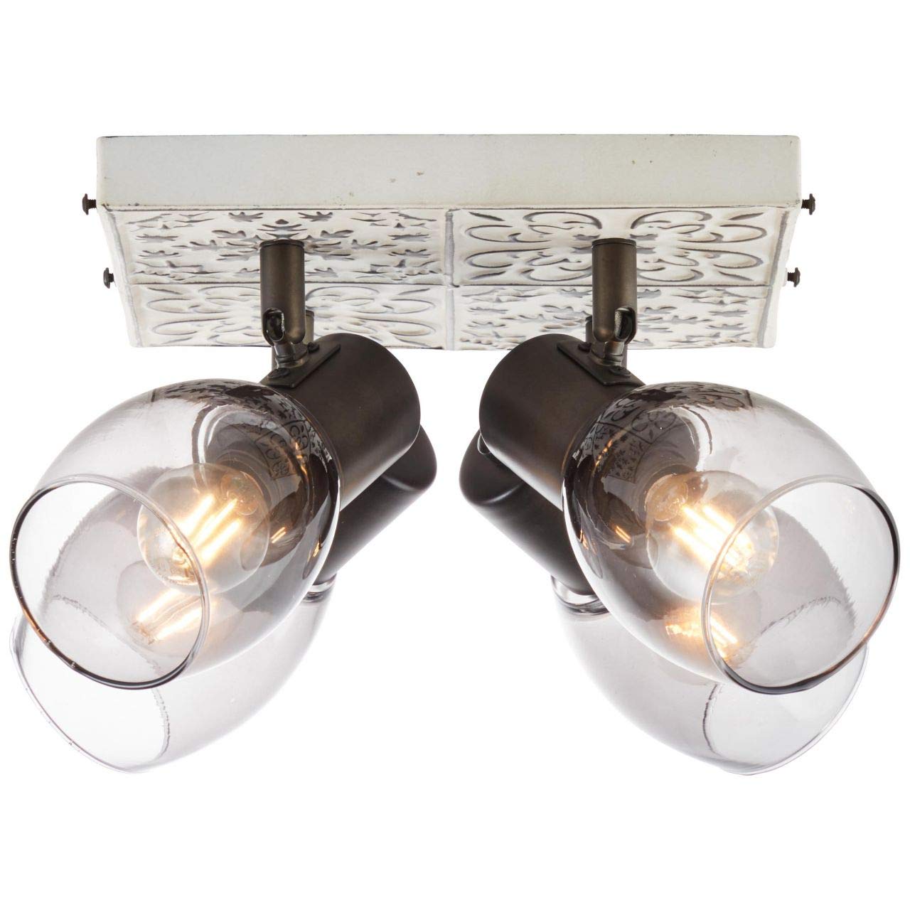 BRILLIANT Tolosa Spot plate 4 llamas crema/vidrio ahumado iluminación interior, focos, redondel | 4x D45, E14, 6W, aptas para lámparas de caída (no incluidas) | A ++ | Cabezas giratorias