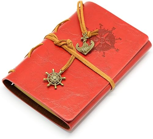 Vista 23 de Diario con tapas de cuero estilo retro, en blanco, con cuerda náutica, gris 7 pulgadas Gris,Negro -,Marrón,Rojo Marrón,Café,Azul oscuro,Verde