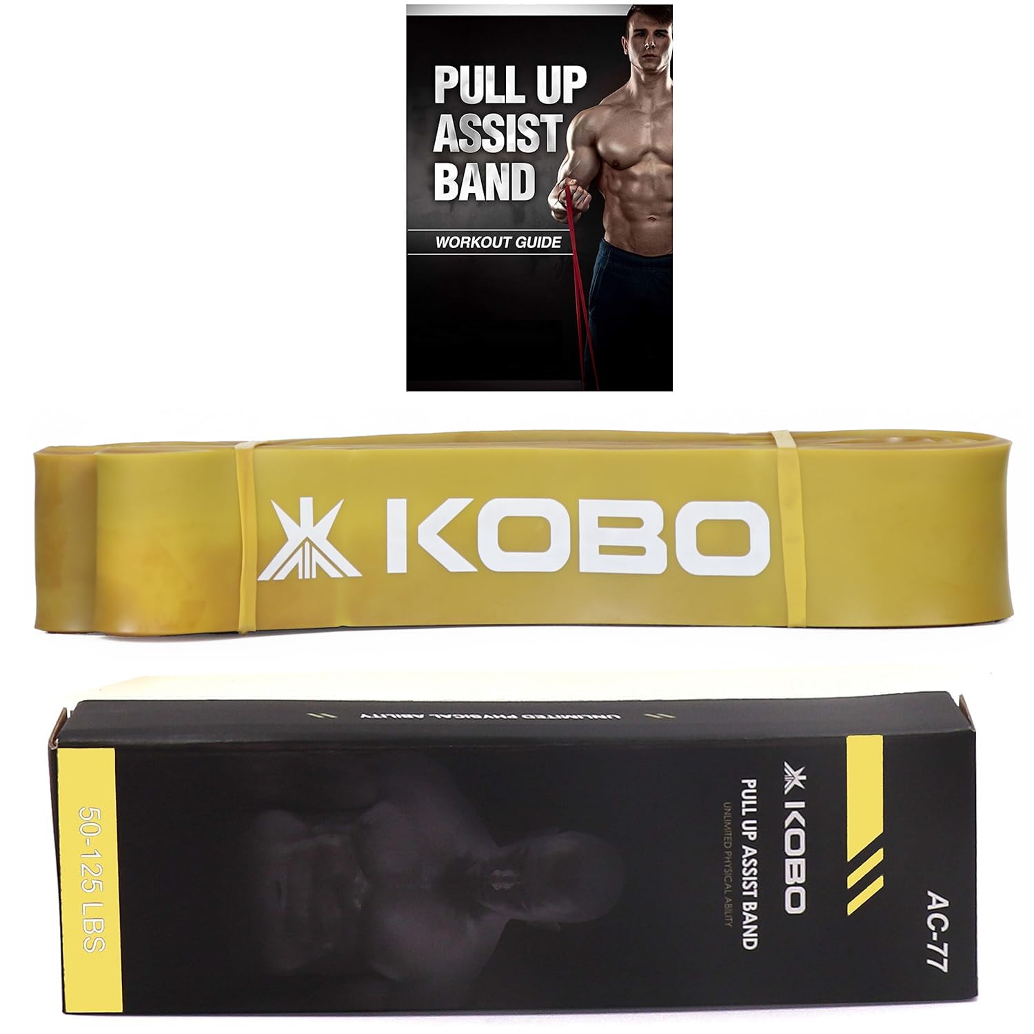 Kobo AC-77 Power Loop Band/Resistance Band/Rubber Pull Up Assist Bands 41 Inch| Powerlifting Bands for Mobility & Body Stretching, Powerlifting, Resistance Training, Tension 50-125 LBS, (Yellow) (B0833C2L3K) Amazon Price History, Amazon Price Tracker