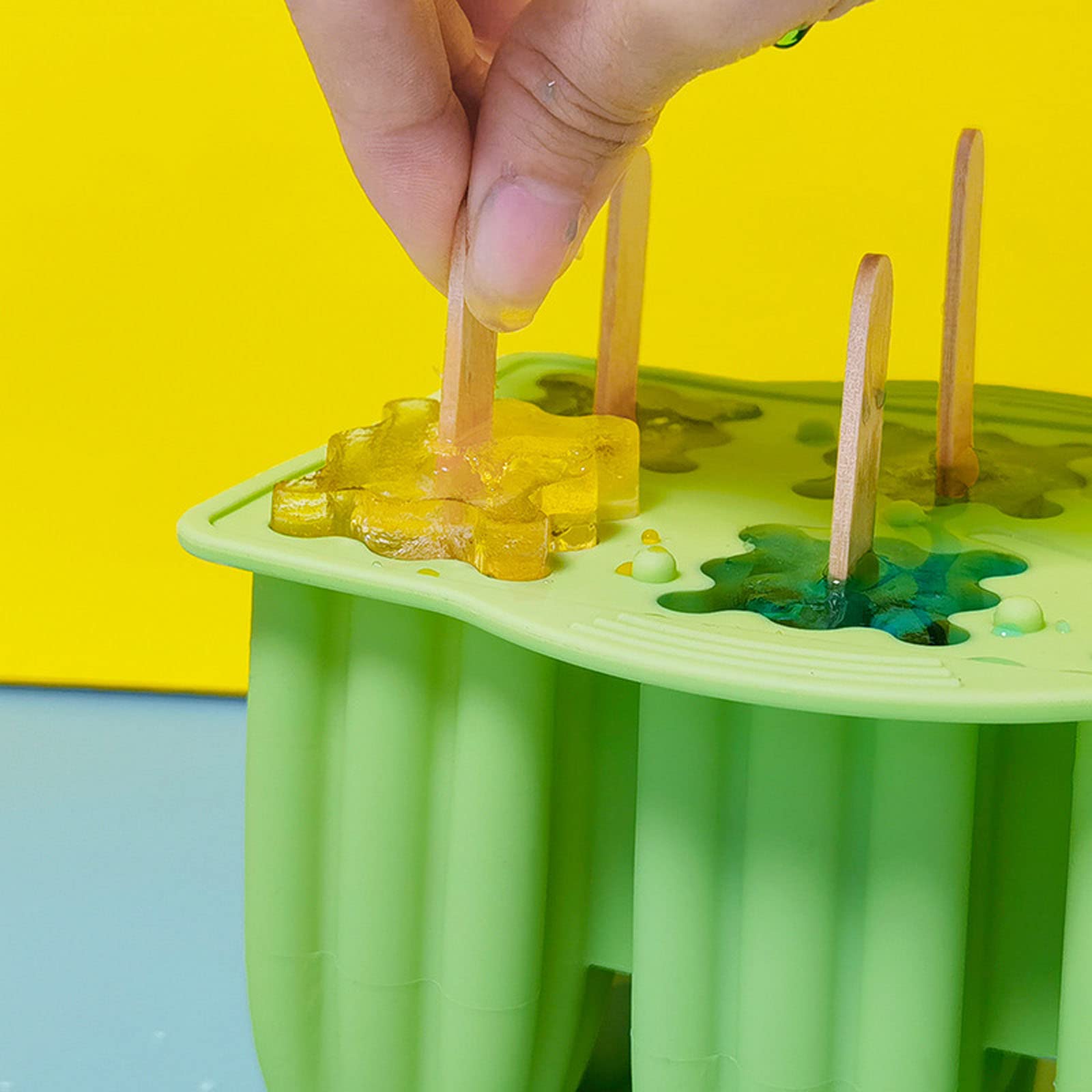 Molde for helado de 6 celdas for paletas hielo, moldes for, utensilios cocina, accesorios(Yellow)