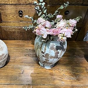 Farmhouse vintage pottery ceramic flower vase rustic planter with double handles for home flower arrangement  urban country home decor